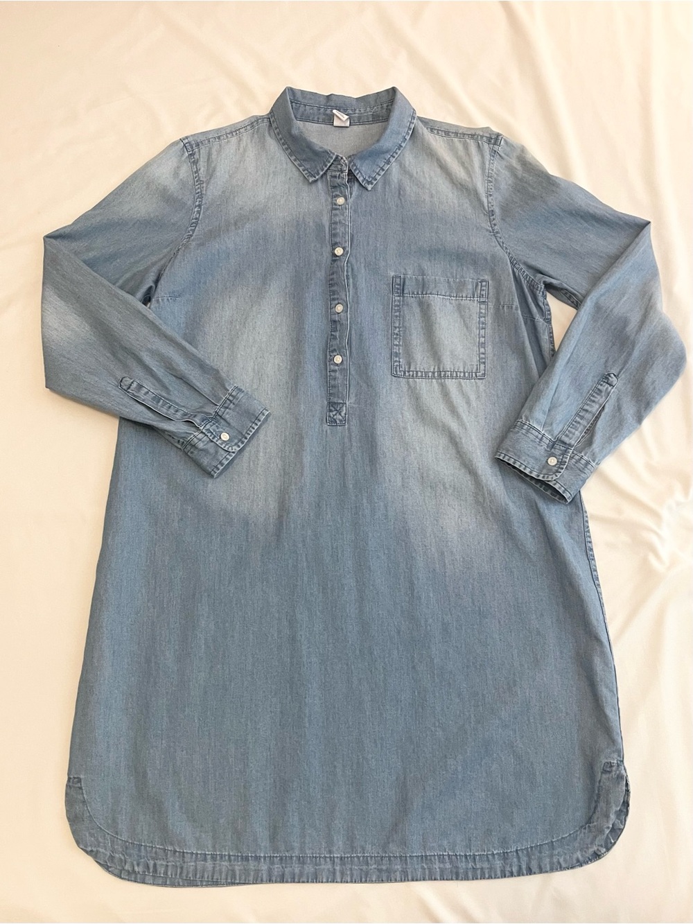 Old Navy Light Blue Cotton Denim Shirt Dress